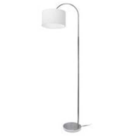Arched Floor Lamp Brushed Nickel Base & Pole With TC White Shade
